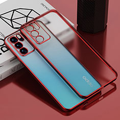 Silikon Schutzhülle Ultra Dünn Flexible Tasche Durchsichtig Transparent H01 für Oppo Reno6 Pro 5G India Rot