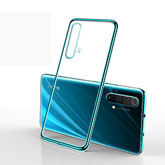 Silikon Schutzhülle Ultra Dünn Flexible Tasche Durchsichtig Transparent H01 für Realme X50m 5G Cyan