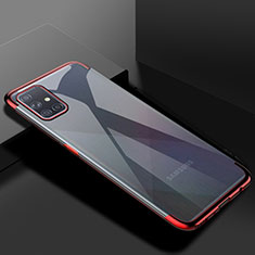 Silikon Schutzhülle Ultra Dünn Flexible Tasche Durchsichtig Transparent H01 für Samsung Galaxy A71 5G Rot