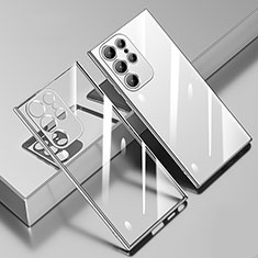 Silikon Schutzhülle Ultra Dünn Flexible Tasche Durchsichtig Transparent H01 für Samsung Galaxy S23 Ultra 5G Silber