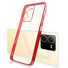 Silikon Schutzhülle Ultra Dünn Flexible Tasche Durchsichtig Transparent H01 für Vivo V25 Pro 5G Rot