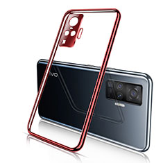 Silikon Schutzhülle Ultra Dünn Flexible Tasche Durchsichtig Transparent H01 für Vivo X50 Pro 5G Rot
