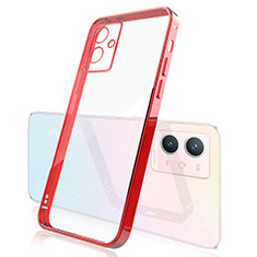 Silikon Schutzhülle Ultra Dünn Flexible Tasche Durchsichtig Transparent H01 für Vivo Y55s 5G Rot