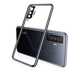 Silikon Schutzhülle Ultra Dünn Flexible Tasche Durchsichtig Transparent H02 für Vivo X50 5G Schwarz