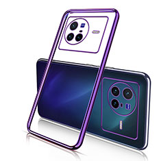 Silikon Schutzhülle Ultra Dünn Flexible Tasche Durchsichtig Transparent H02 für Vivo X80 5G Violett