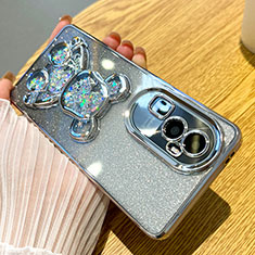 Silikon Schutzhülle Ultra Dünn Flexible Tasche Durchsichtig Transparent H03 für Oppo Reno10 Pro+ Plus 5G Silber