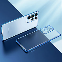 Silikon Schutzhülle Ultra Dünn Flexible Tasche Durchsichtig Transparent H03 für Samsung Galaxy S21 Ultra 5G Blau