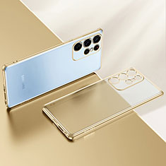 Silikon Schutzhülle Ultra Dünn Flexible Tasche Durchsichtig Transparent H03 für Samsung Galaxy S21 Ultra 5G Gold