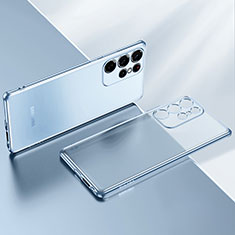 Silikon Schutzhülle Ultra Dünn Flexible Tasche Durchsichtig Transparent H03 für Samsung Galaxy S21 Ultra 5G Hellblau