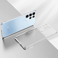 Silikon Schutzhülle Ultra Dünn Flexible Tasche Durchsichtig Transparent H03 für Samsung Galaxy S21 Ultra 5G Silber