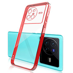 Silikon Schutzhülle Ultra Dünn Flexible Tasche Durchsichtig Transparent H03 für Vivo X80 5G Rot