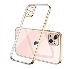 Silikon Schutzhülle Ultra Dünn Flexible Tasche Durchsichtig Transparent H04 für Apple iPhone 14 Gold