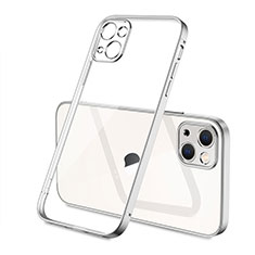 Silikon Schutzhülle Ultra Dünn Flexible Tasche Durchsichtig Transparent H04 für Apple iPhone 14 Silber