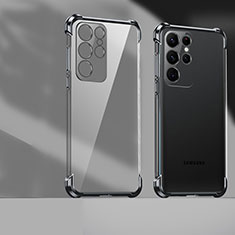 Silikon Schutzhülle Ultra Dünn Flexible Tasche Durchsichtig Transparent H04 für Samsung Galaxy S22 Ultra 5G Schwarz
