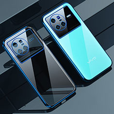Silikon Schutzhülle Ultra Dünn Flexible Tasche Durchsichtig Transparent H04 für Vivo X80 5G Blau