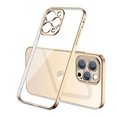 Silikon Schutzhülle Ultra Dünn Flexible Tasche Durchsichtig Transparent H05 für Apple iPhone 16 Pro Gold