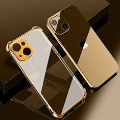 Silikon Schutzhülle Ultra Dünn Flexible Tasche Durchsichtig Transparent H06 für Apple iPhone 14 Gold