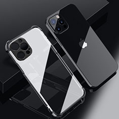 Silikon Schutzhülle Ultra Dünn Flexible Tasche Durchsichtig Transparent H06 für Apple iPhone 15 Pro Schwarz
