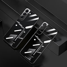 Silikon Schutzhülle Ultra Dünn Flexible Tasche Durchsichtig Transparent H06 für Samsung Galaxy S21 5G Schwarz