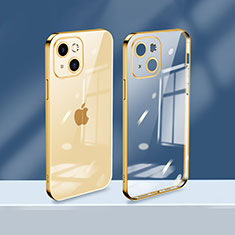 Silikon Schutzhülle Ultra Dünn Flexible Tasche Durchsichtig Transparent H08 für Apple iPhone 14 Gold