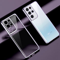 Silikon Schutzhülle Ultra Dünn Flexible Tasche Durchsichtig Transparent H08 für Samsung Galaxy S21 Ultra 5G Violett