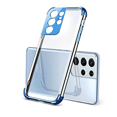 Silikon Schutzhülle Ultra Dünn Flexible Tasche Durchsichtig Transparent H09 für Samsung Galaxy S23 Ultra 5G Blau