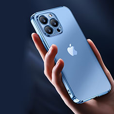 Silikon Schutzhülle Ultra Dünn Flexible Tasche Durchsichtig Transparent H10 für Apple iPhone 15 Pro Blau