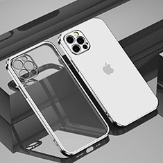 Silikon Schutzhülle Ultra Dünn Flexible Tasche Durchsichtig Transparent H11 für Apple iPhone 15 Pro Max Silber