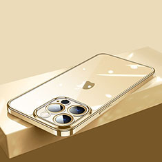 Silikon Schutzhülle Ultra Dünn Flexible Tasche Durchsichtig Transparent H12 für Apple iPhone 13 Pro Gold