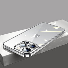 Silikon Schutzhülle Ultra Dünn Flexible Tasche Durchsichtig Transparent H12 für Apple iPhone 14 Pro Max Silber