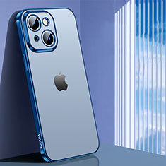 Silikon Schutzhülle Ultra Dünn Flexible Tasche Durchsichtig Transparent LD1 für Apple iPhone 14 Blau