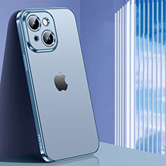 Silikon Schutzhülle Ultra Dünn Flexible Tasche Durchsichtig Transparent LD1 für Apple iPhone 14 Hellblau