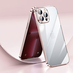 Silikon Schutzhülle Ultra Dünn Flexible Tasche Durchsichtig Transparent LD2 für Apple iPhone 13 Pro Max Rosegold