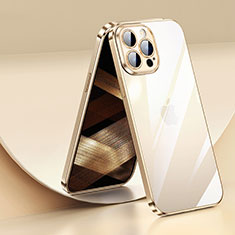 Silikon Schutzhülle Ultra Dünn Flexible Tasche Durchsichtig Transparent LD2 für Apple iPhone 14 Pro Max Gold