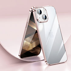 Silikon Schutzhülle Ultra Dünn Flexible Tasche Durchsichtig Transparent LD2 für Apple iPhone 15 Plus Rosegold