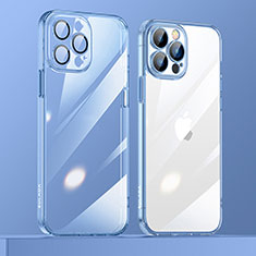 Silikon Schutzhülle Ultra Dünn Flexible Tasche Durchsichtig Transparent LD3 für Apple iPhone 15 Pro Blau