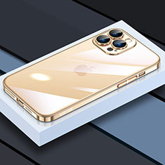 Silikon Schutzhülle Ultra Dünn Flexible Tasche Durchsichtig Transparent LD4 für Apple iPhone 13 Pro Gold