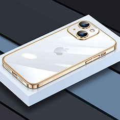 Silikon Schutzhülle Ultra Dünn Flexible Tasche Durchsichtig Transparent LD4 für Apple iPhone 15 Plus Gold