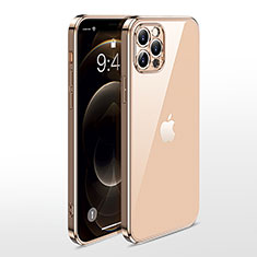Silikon Schutzhülle Ultra Dünn Flexible Tasche Durchsichtig Transparent N01 für Apple iPhone 12 Pro Gold