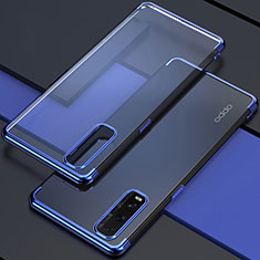 Silikon Schutzhülle Ultra Dünn Flexible Tasche Durchsichtig Transparent S01 für Oppo Find X2 Blau