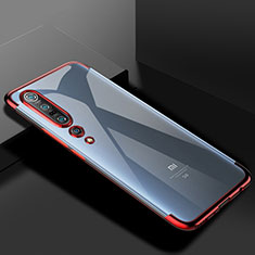 Silikon Schutzhülle Ultra Dünn Flexible Tasche Durchsichtig Transparent S01 für Xiaomi Mi 10 Pro Rot