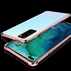 Silikon Schutzhülle Ultra Dünn Flexible Tasche Durchsichtig Transparent S02 für Huawei Honor V30 5G Rosegold