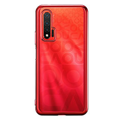 Silikon Schutzhülle Ultra Dünn Flexible Tasche Durchsichtig Transparent S02 für Huawei Nova 6 5G Rot