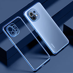 Silikon Schutzhülle Ultra Dünn Flexible Tasche Durchsichtig Transparent S02 für Xiaomi Mi 11 5G Blau