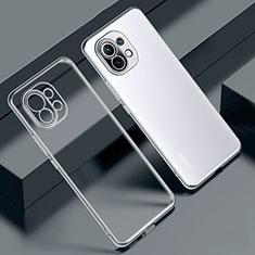 Silikon Schutzhülle Ultra Dünn Flexible Tasche Durchsichtig Transparent S02 für Xiaomi Mi 11 Lite 5G NE Silber