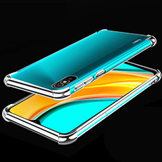 Silikon Schutzhülle Ultra Dünn Flexible Tasche Durchsichtig Transparent S02 für Xiaomi Redmi 9A Silber