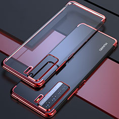 Silikon Schutzhülle Ultra Dünn Flexible Tasche Durchsichtig Transparent S04 für Huawei P40 Lite 5G Rot