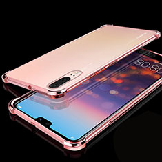Silikon Schutzhülle Ultra Dünn Flexible Tasche Durchsichtig Transparent S05 für Huawei P20 Rosegold