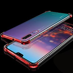 Silikon Schutzhülle Ultra Dünn Flexible Tasche Durchsichtig Transparent S05 für Huawei P20 Rot