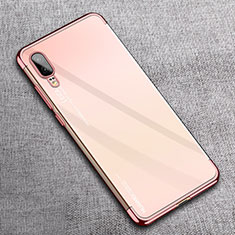 Silikon Schutzhülle Ultra Dünn Flexible Tasche Durchsichtig Transparent S08 für Huawei P20 Rosegold